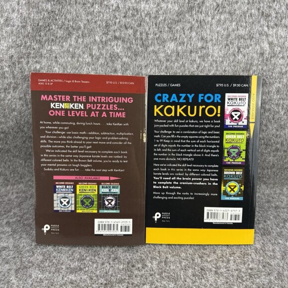 ✅ Second-Degree Brown Belt KenKen & Black Belt Kakuro Puzzle Books Lot-2 PB Book - Picture 2 of 6